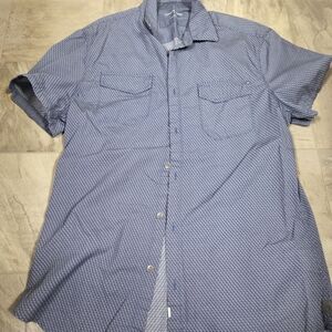 Calvin Klein Jeans Short-Sleeve Button-Down Shirt in Blue Microprint